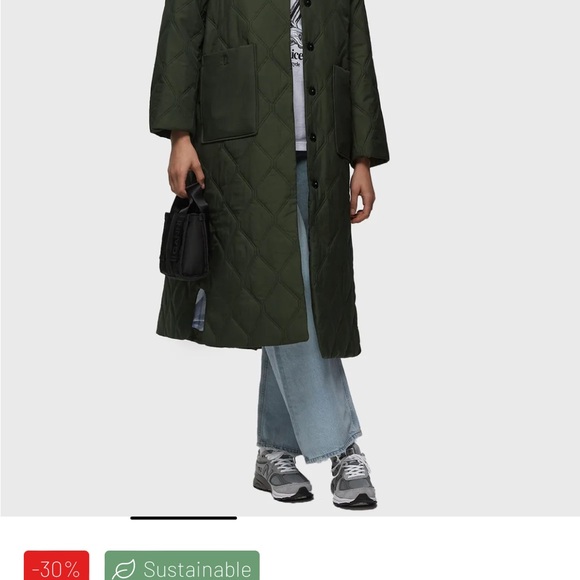 GANNI QUILT LONG COAT - Picture 2 of 7